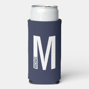 Modern Personalized Bold Monogram and Name Seltzer Can Cooler