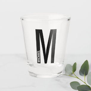 Modern Personalized Bold Monogram and Name Shot Glass