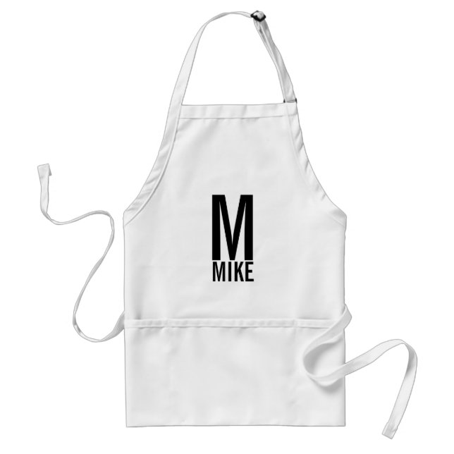 Modern Personalized Bold Monogram and Name Standard Apron (Front)