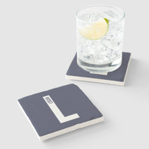Modern Personalized Bold Monogram and Name Stone Coaster