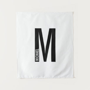 Modern Personalized Bold Monogram and Name Tapestry