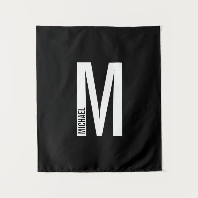 Modern Personalized Bold Monogram and Name Tapestry (Front)