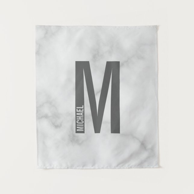 Modern Personalized Bold Monogram and Name Tapestry (Front)