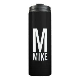 Modern Personalized Bold Monogram and Name Thermal Tumbler