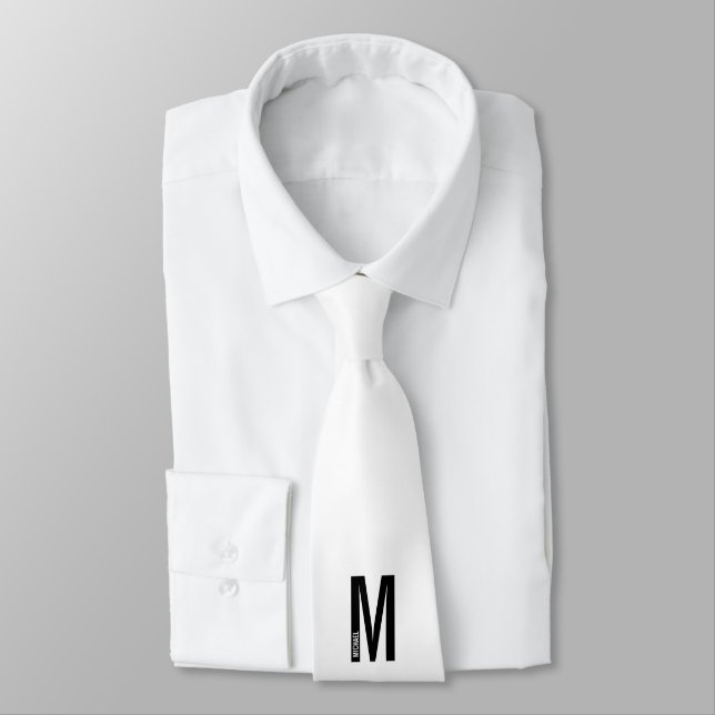Modern Personalized Bold Monogram and Name Tie (Tied)