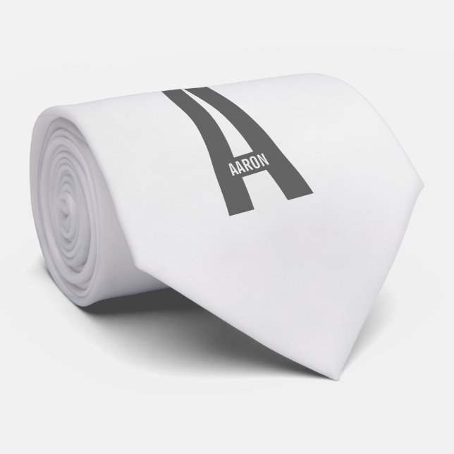 Modern Personalized Bold Monogram and Name Tie (Rolled)
