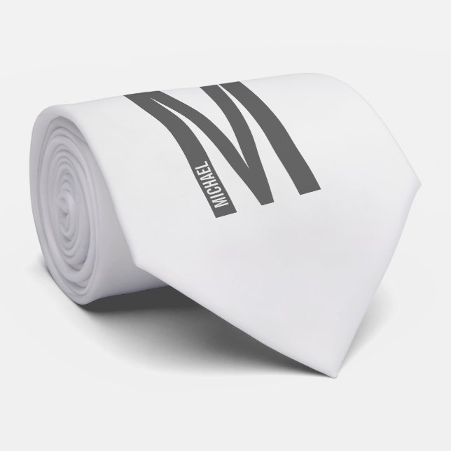 Modern Personalized Bold Monogram and Name Tie (Rolled)