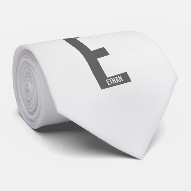 Modern Personalized Bold Monogram and Name Tie (Rolled)