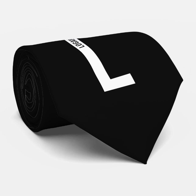 Modern Personalized Bold Monogram and Name Tie (Rolled)