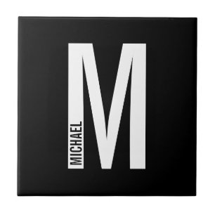 Modern Personalized Bold Monogram and Name Tile