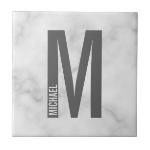 Modern Personalized Bold Monogram and Name Tile