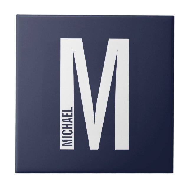 Modern Personalized Bold Monogram and Name Tile (Front)