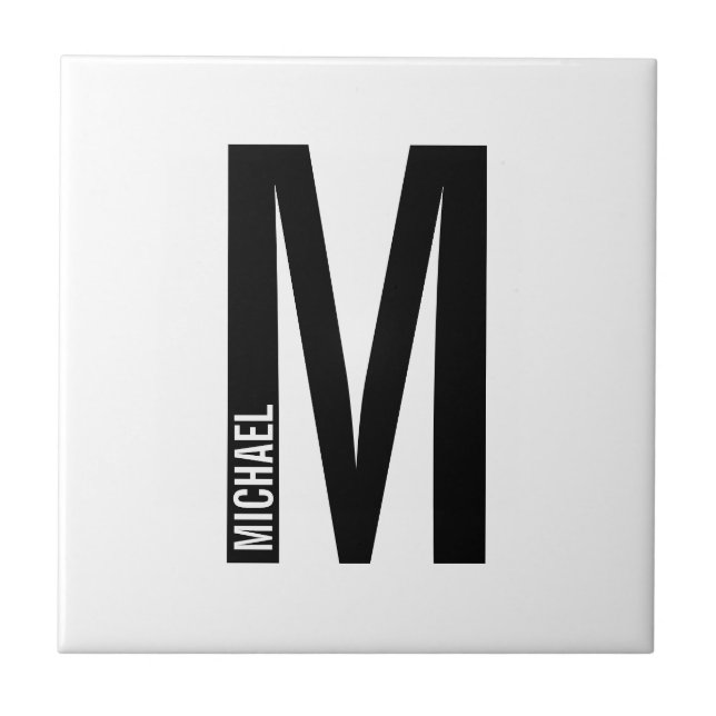 Modern Personalized Bold Monogram and Name Tile (Front)
