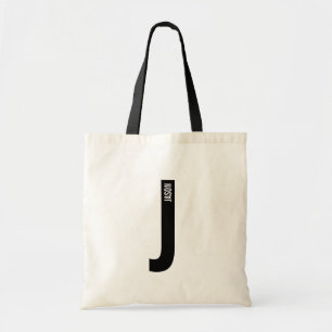 Modern Personalized Bold Monogram and Name Tote Bag