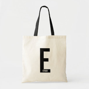 Modern Personalized Bold Monogram and Name Tote Bag