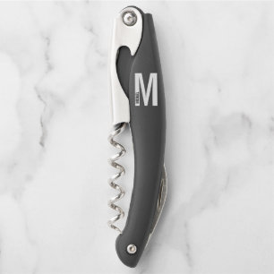 Modern Personalized Bold Monogram and Name Waiter' Corkscrew