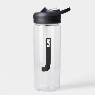 Modern Personalized Bold Monogram and Name Water Bottle