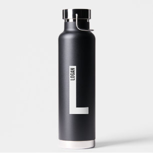 Modern Personalized Bold Monogram and Name Water Bottle