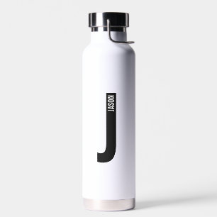 Modern Personalized Bold Monogram and Name Water Bottle