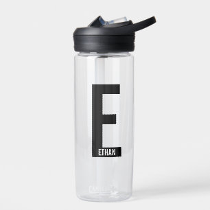 Modern Personalized Bold Monogram and Name Water Bottle