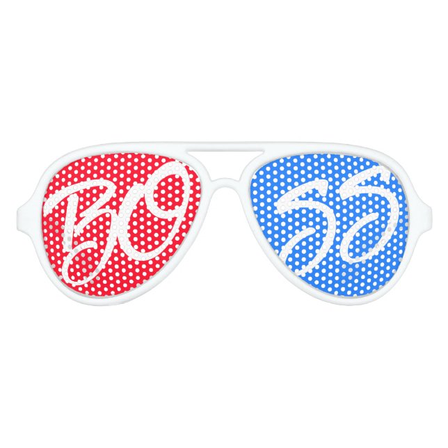 Modern Personalized Boss Red And Blue Aviator Sunglasses (Front)
