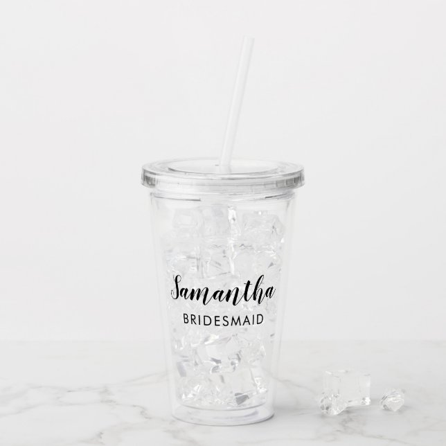 Modern Personalized Bridesmaid Acrylic Tumbler (Back Ice)