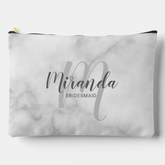 Modern Personalized Bridesmaid Monogram Name Accessory Pouch (Front)