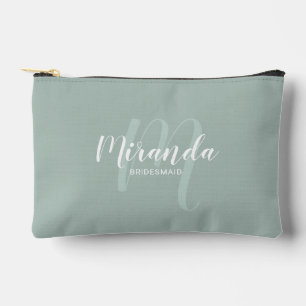 Modern Personalized Bridesmaid Monogram Name Accessory Pouch
