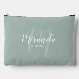 Modern Personalized Bridesmaid Monogram Name Accessory Pouch
