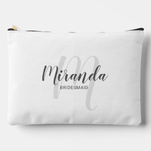 Modern Personalized Bridesmaid Monogram Name Accessory Pouch