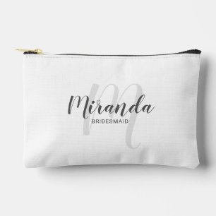 Modern Personalized Bridesmaid Monogram Name Accessory Pouch