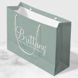 Modern Personalized Bridesmaid Proposal Large Gift Bag<br><div class="desc">Modern Personalized Bridesmaid Proposal Gift Bag
featuring personalized bridesmaid's name in white modern script font style with title in white modern sans serif font style on sage green background.

Also perfect for maid of honour,  flower girl and more.</div>