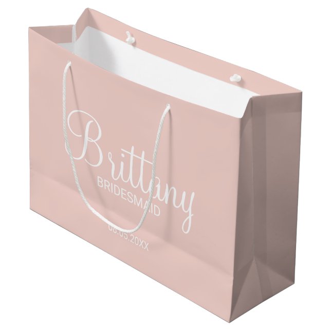 Modern Personalized Bridesmaids Large Gift Bag (Front Angled)