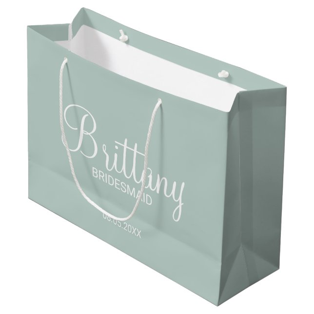 Modern Personalized Bridesmaids Large Gift Bag (Front Angled)