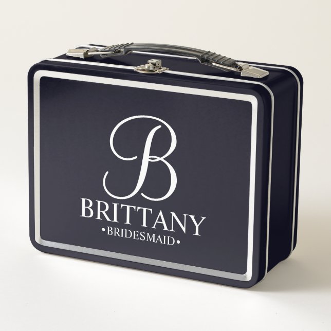 Modern Personalized Bridesmaids Metal Gift Box (Front)