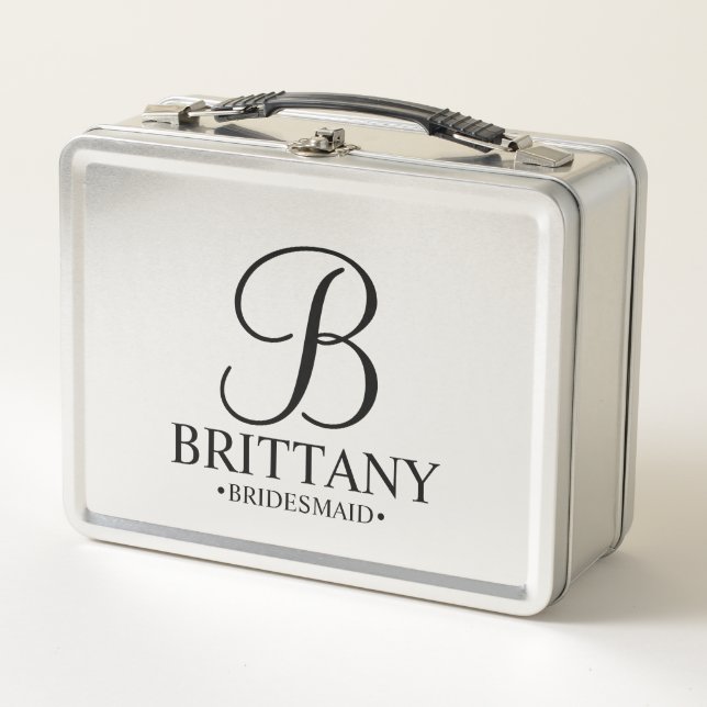 Modern Personalized Bridesmaids Metal Gift Box (Front)