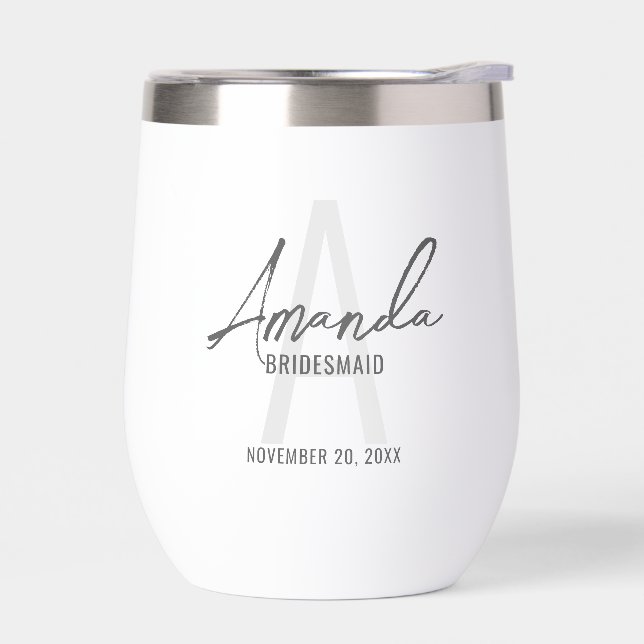 Modern Personalized Bridesmaid's Monogram and Name (Left)