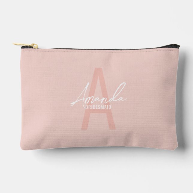 Modern Personalized Bridesmaid's Monogram and Name Accessory Pouch (Front)