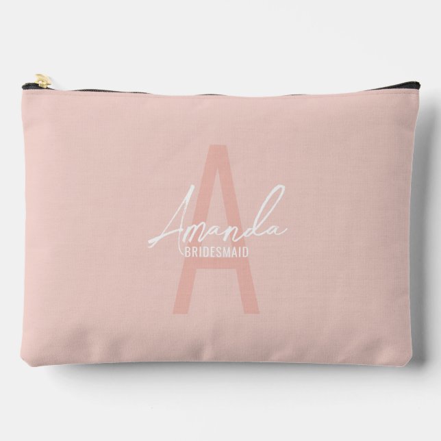 Modern Personalized Bridesmaid's Monogram and Name Accessory Pouch (Front)