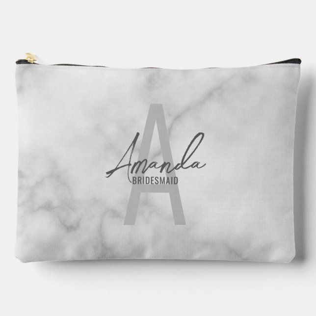 Modern Personalized Bridesmaid's Monogram and Name Accessory Pouch (Front)