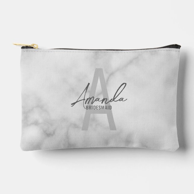 Modern Personalized Bridesmaid's Monogram and Name Accessory Pouch (Front)