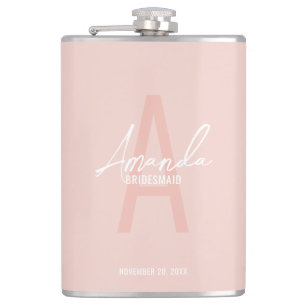 Modern Personalized Bridesmaid's Monogram and Name Hip Flask