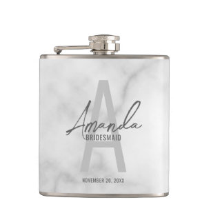 Modern Personalized Bridesmaid's Monogram and Name Hip Flask