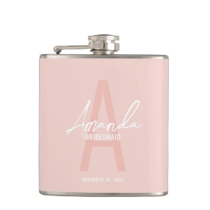 Modern Personalized Bridesmaid's Monogram and Name Hip Flask