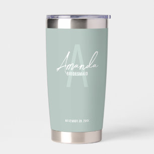 Modern Personalized Bridesmaid's Monogram and Name Insulated Tumbler