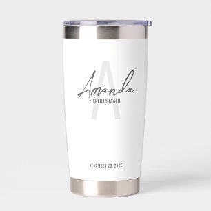 Modern Personalized Bridesmaid's Monogram and Name Insulated Tumbler