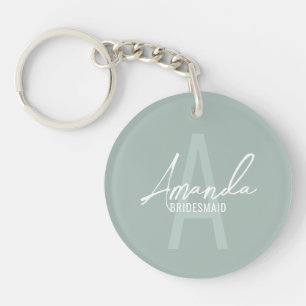 Modern Personalized Bridesmaid's Monogram and Name Keychain