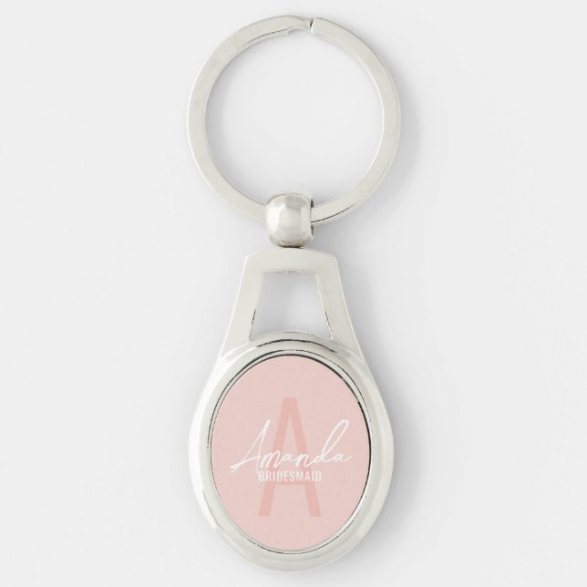 Modern Personalized Bridesmaid's Monogram and Name Keychain (Front)