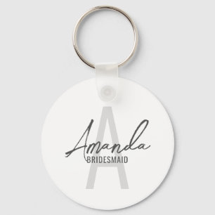 Modern Personalized Bridesmaid's Monogram and Name Keychain