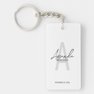 Modern Personalized Bridesmaid's Monogram and Name Keychain